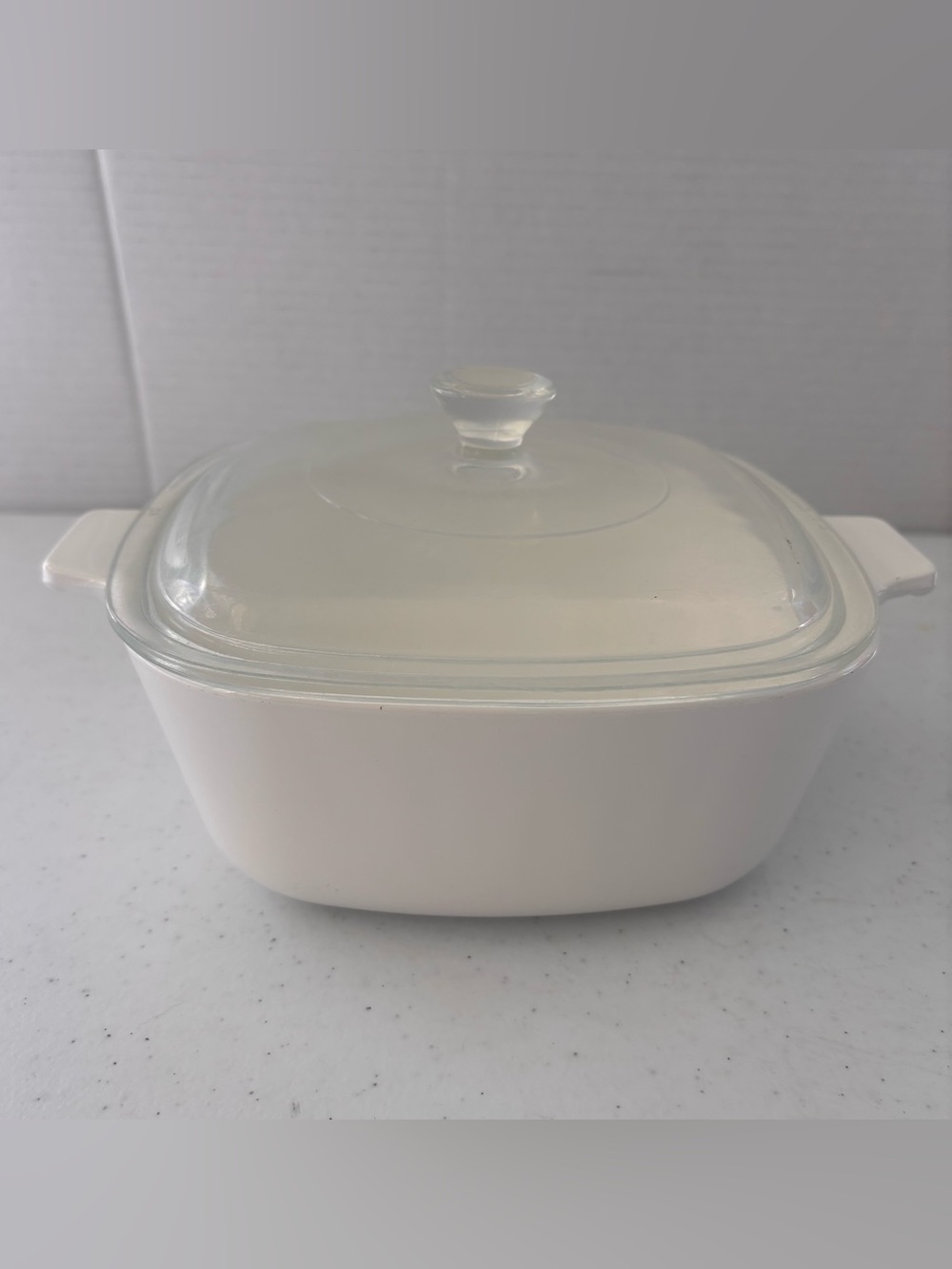 CorningWare Cookmates White Glass Casserole with Clear Lid